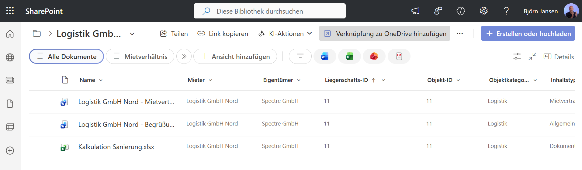 Vererbung der Metadaten von der Dokumentenmappe an die enthaltenen Dokumente