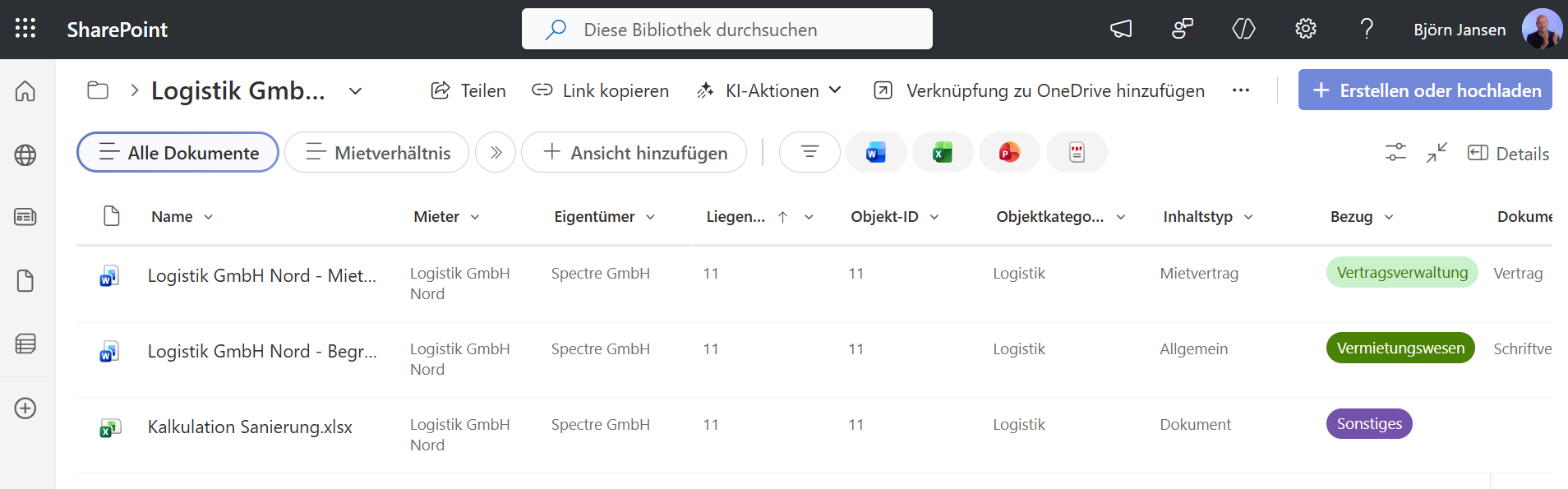 Zusätzliche Metadaten auf Dokumentebene innerhalb einer Dokumentenmappe