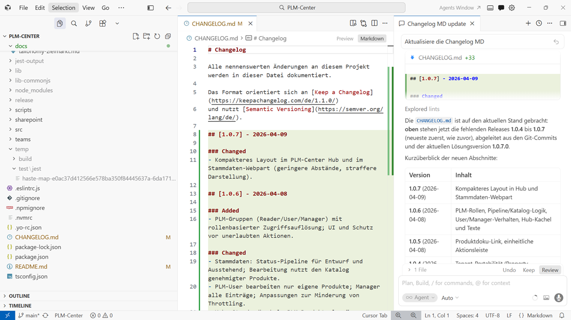 SPFx-Projektcode in Cursor mit KI-unterstützter Bearbeitung