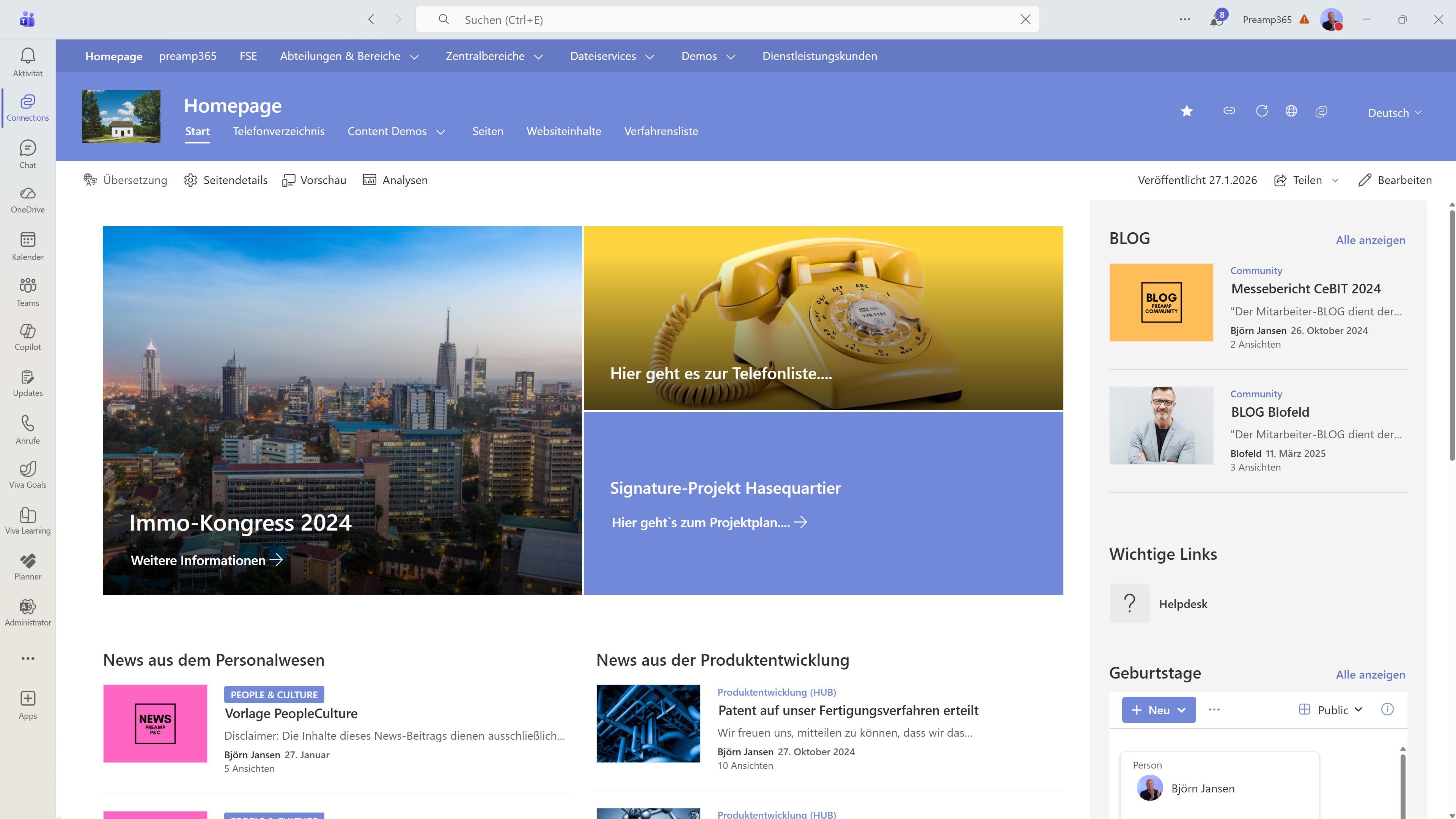 SharePoint Intranet - Teams Integration mit VIVA Connections